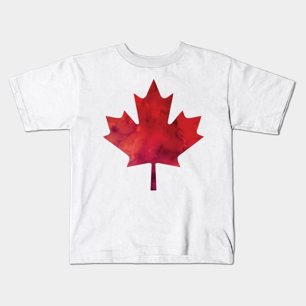 Canada Day Watercolour Maple Leaf Pattern Kids T-Shirt by tanyadraws